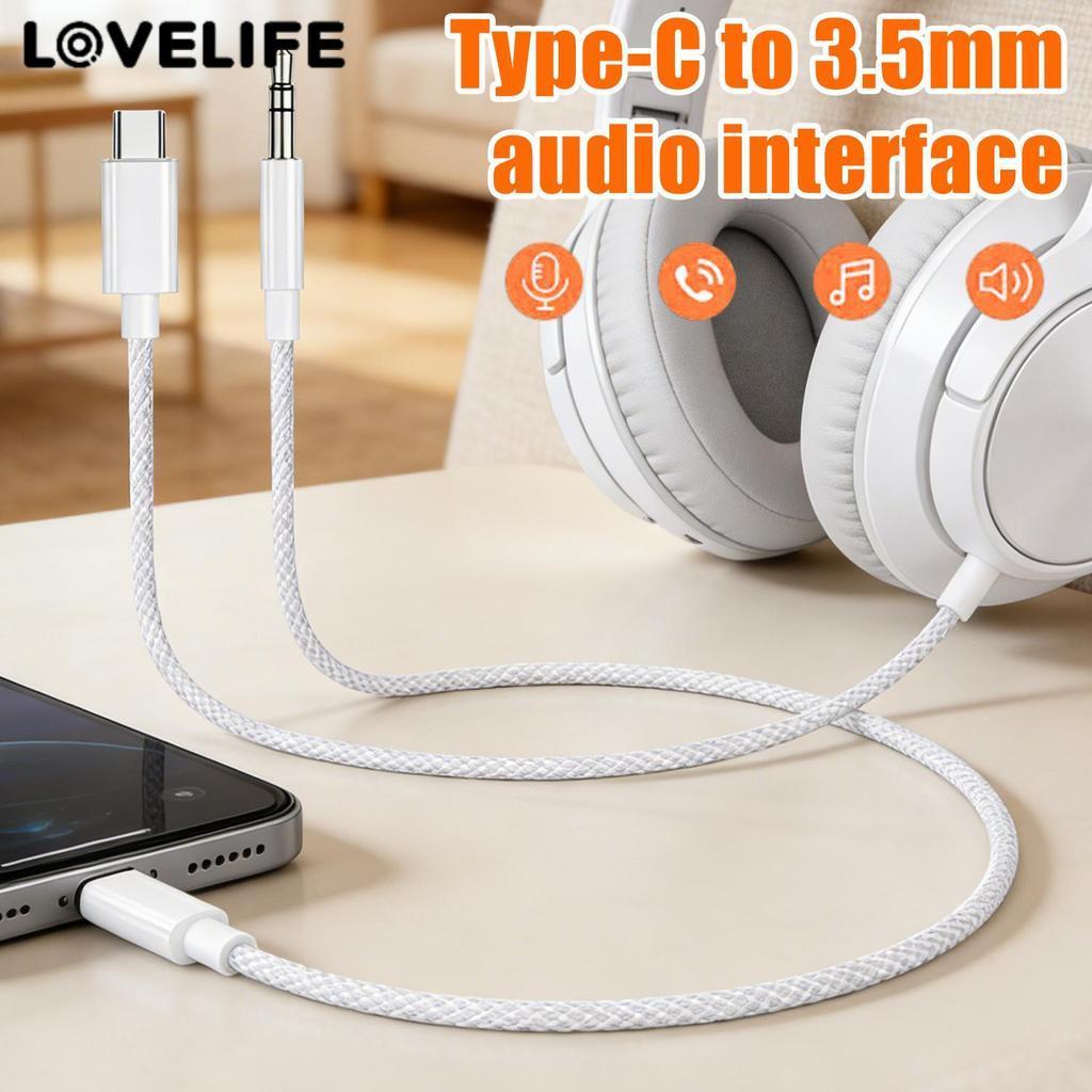 [AUTO&3C]สายสัญญาณเสียง Type-C ถึง 3.5 มม. 1-3 ชิ้น, การออกแบบถัก, เสียง Lossless HD สําหรับลําโพงหูฟัง, วัสดุ TPE สาย Aux ทนทาน