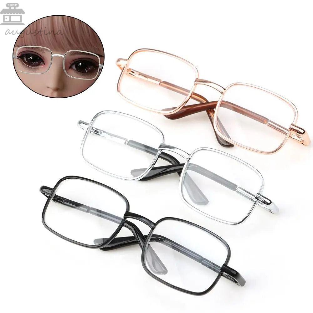 AUGUSTINA Preppy Cotton Doll Glasses, Lovely Square Idol Plush Doll Glasses, Square Glasses Golden S