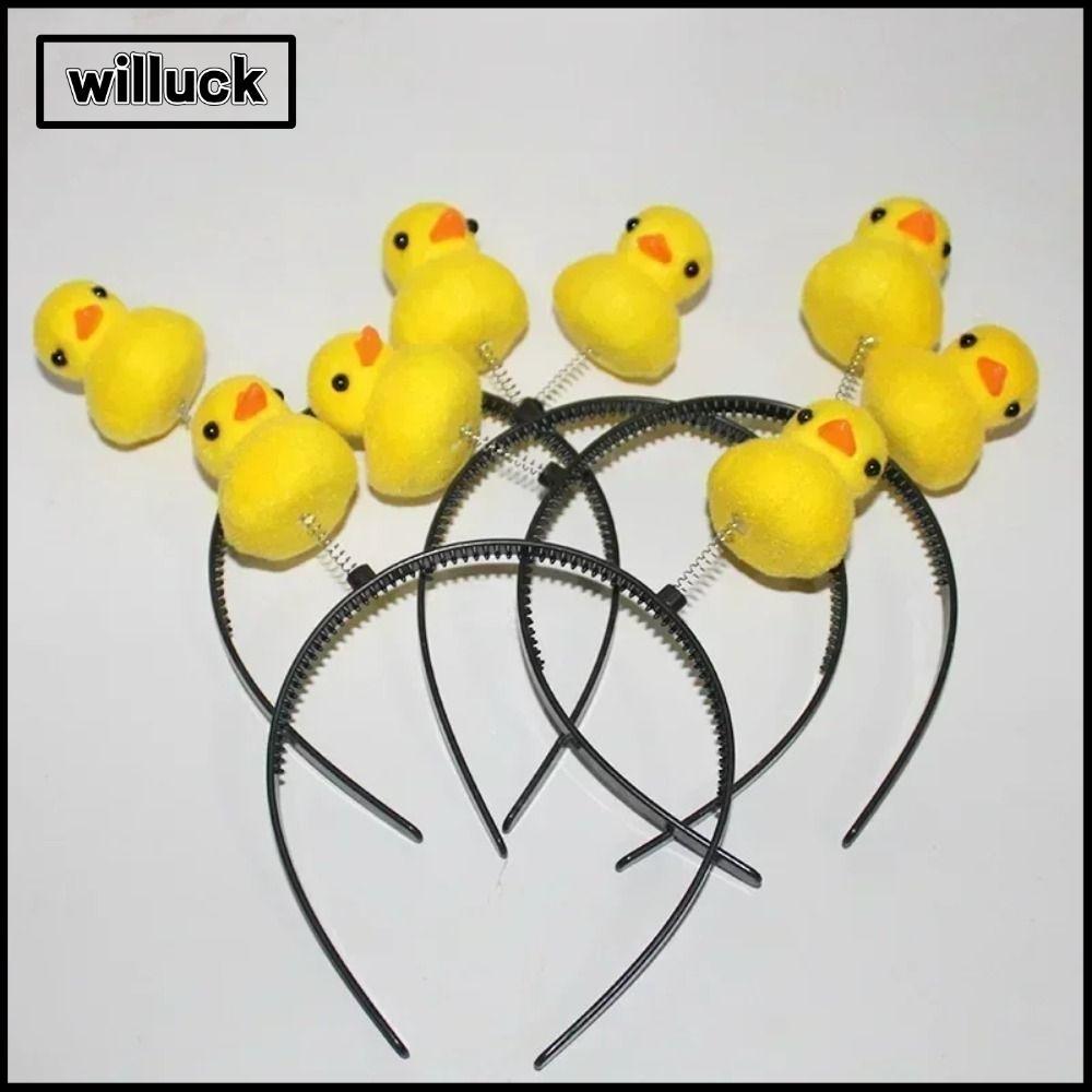 WILLUCK Headwear เป็ดน้อยสีเหลืองสำหรับทำความสะอาดใบหน้าและคาดผม ผ้าโพกศีรษะของขวัญสนุกสำหรับผู้หญิง