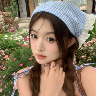 ผ้าพันคอสามเหลี่ยม headband ขอบลูกไม้ สไตล์เกาหลี ins โดปามีน น่ารัก สำหรับผู้หญิง แฟชั่น ส่งเร็ว COD