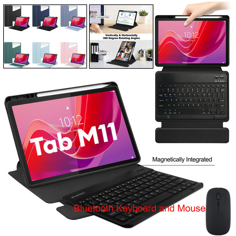 Lenovo Tab M11 / Xiaoxin Pad 2024 เคสคีย์บอร์ด 11 นิ้ว – ปกหนังคีย์บอร์ด Bluetooth แม่เหล็กหมุนได้ 3