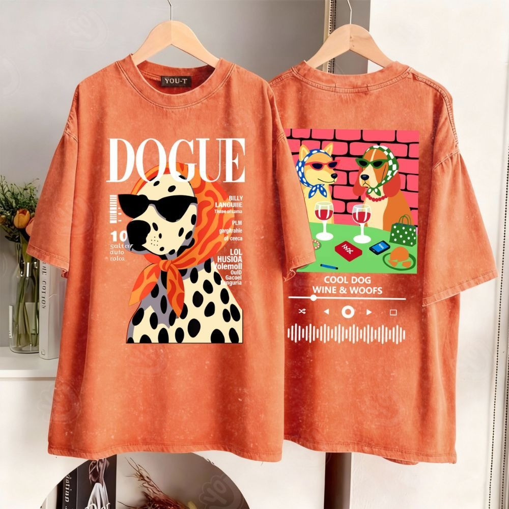 Top.basic🔥เสื้อยืดคอกลมoversize คอกลม แขนสั้น cotton ใส่สบายสไตล์ลำลอง 'Fashion DOG' เสื้อยืดผู้หญิง มินิมอล【COD】