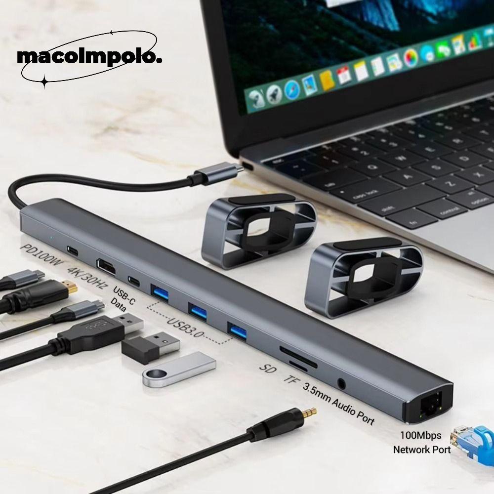 สถานีเชื่อมต่อ USB-C, 4K HDTV 100Mbps 10 in 1 Type-C Hub, 2025 คอมพิวเตอร์ PD 100W ชาร์จคีย์บอร์ดเมา