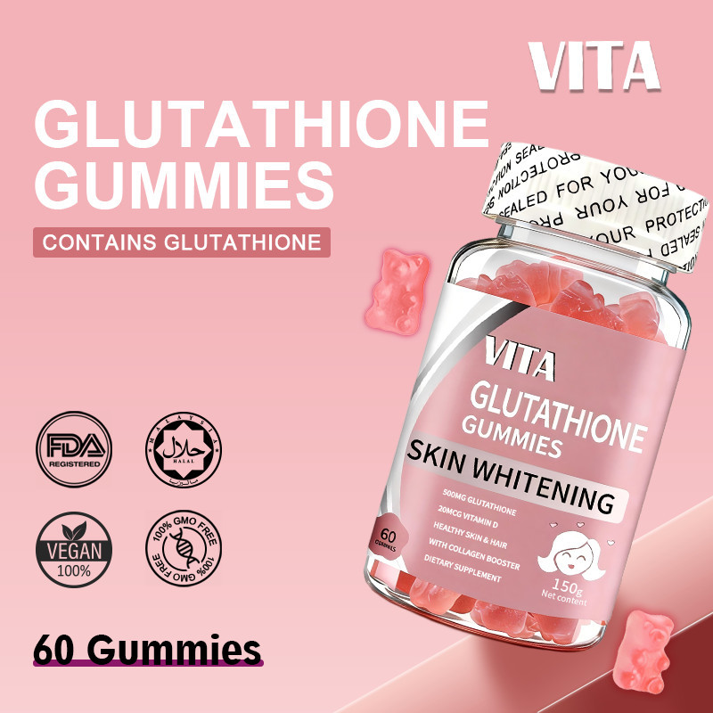 VITA  Glutathione Collagen Gummies วิตามินผิว คอลลาเจน กลูตาไธโอนกัมมี่ วิตามินรวม อาหารเสริม ไวท์เทนนิ่ง บำรุงผิว 60Pcs