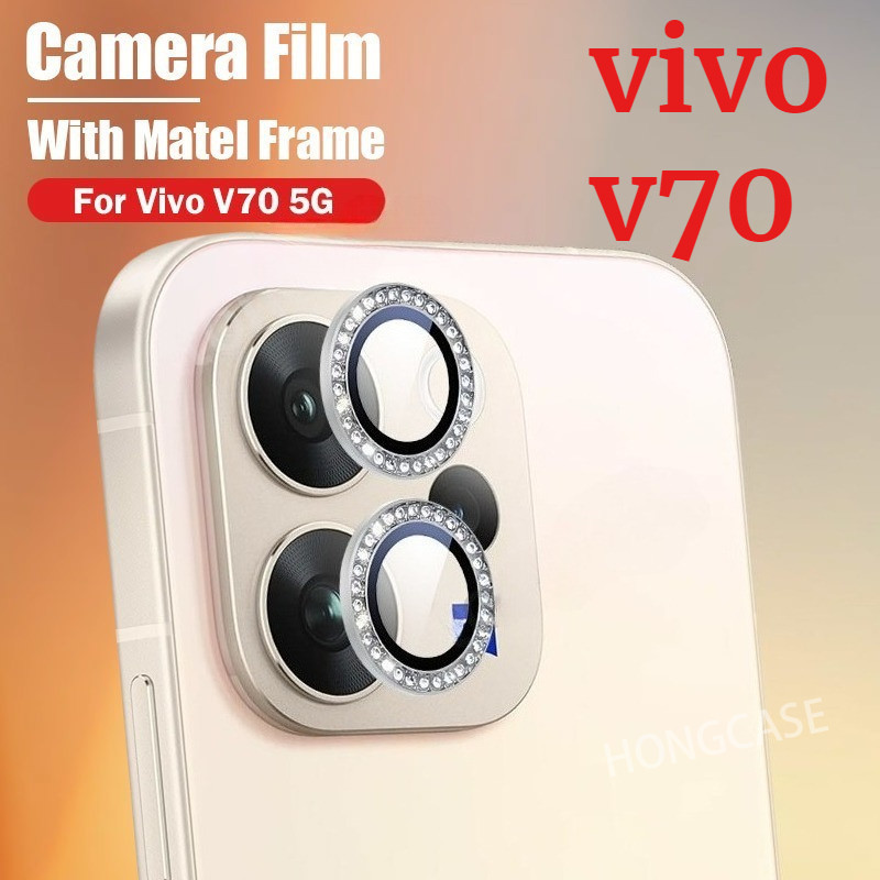 ตัวป้องกันเลนส์กล้องสําหรับ Vivo V70 Elite FE 4G 5G 2026 เลนส์กล้องด้านหลังเพชร Studded โลหะเต็มรูปแบบป้องกันแหวนฝาครอบ