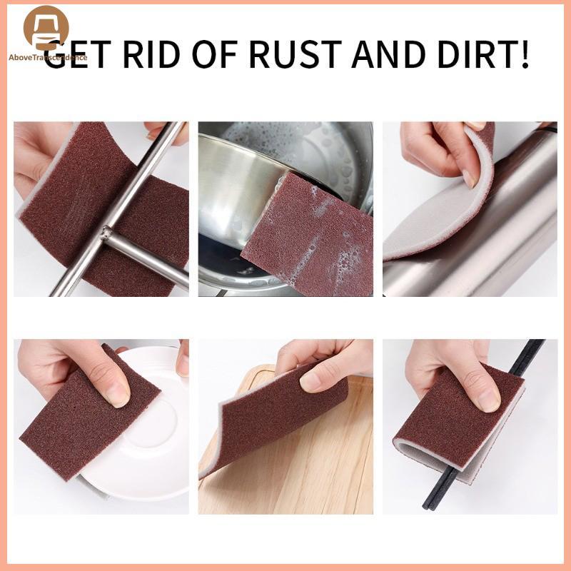 ABOVE มัลติฟังก์ชั่ฟองน้ําทําความสะอาดซุปเปอร์สําหรับขจัดคราบสนิมล้างจานหม้อด้านล่างแผ่นกําจัดสิ่งสก