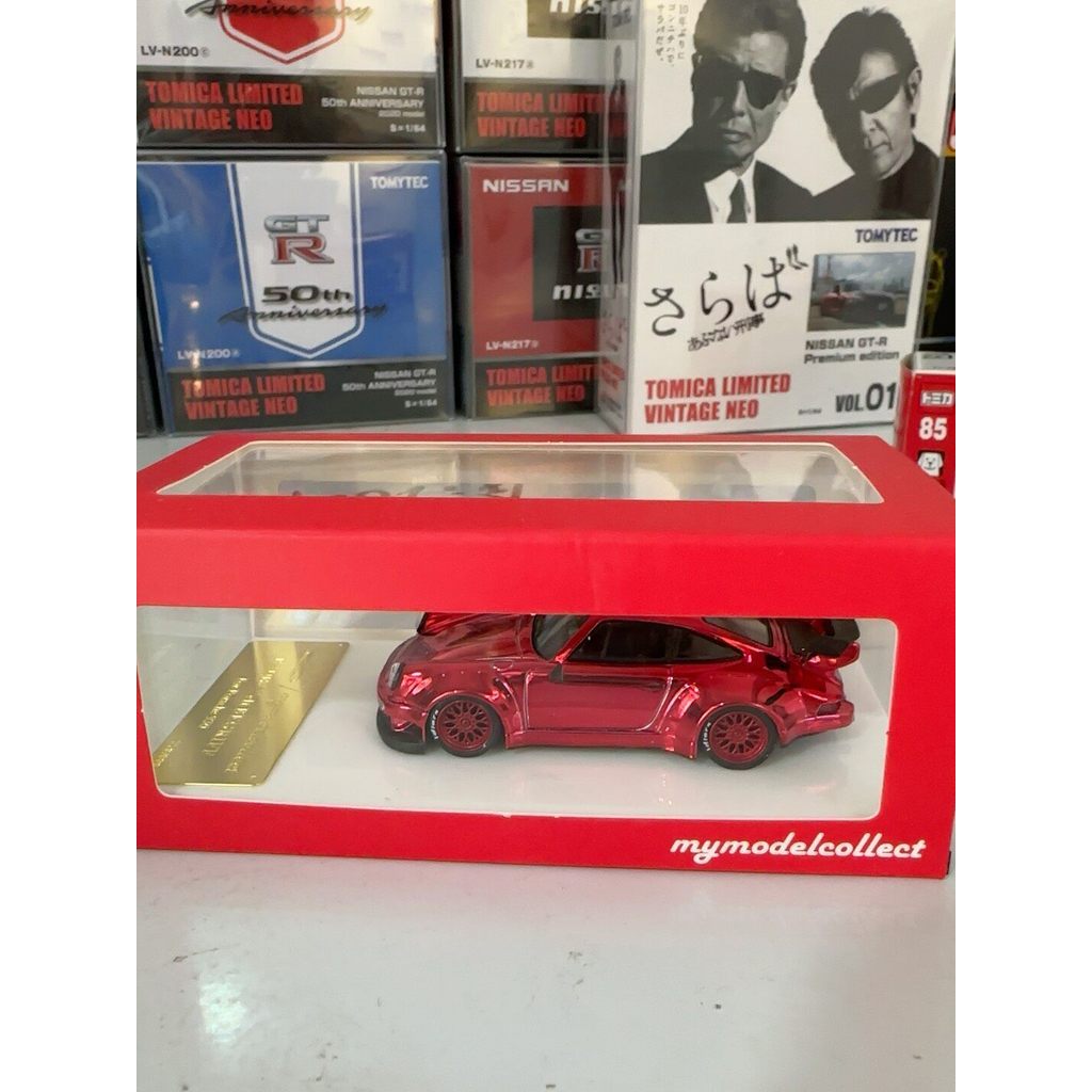 [คลังสินค้าพร้อม] Mymodelcollection 1: 64 Gold Label Collection Porsche 930 เรซิ่นรถรุ่น,ไฟฟ้าสีแดง 