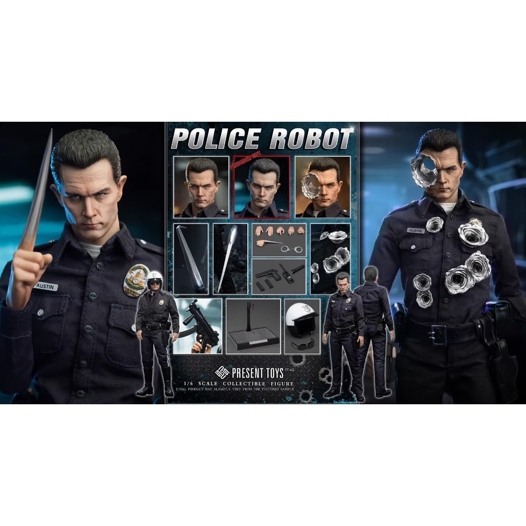 PRESENT ของเล่นหุ่นยนต์ตํารวจ T1000 1/6 Scale Action Figure
