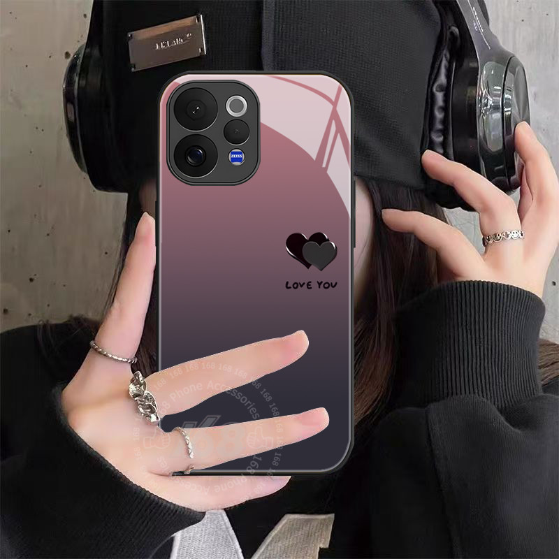 เคส Vivo V70 Case เคสแบบไล่เฉดสีหัวใจกันกระแทก เคสหรูแบบน้ำแข็งเหลว ขอบซิลิโคนอ่อน สำหรับมือถือ สำหรับเด็กผู้หญิง เด็กผู้ชาย นักเรียน