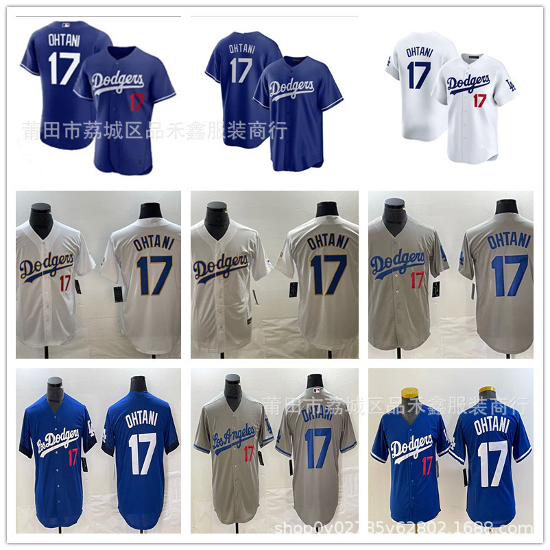Dodgers Jersey เสื้อยืดแขนสั้น #17 Ohtani ปักลาย จัดส่งรวดเร็ว!