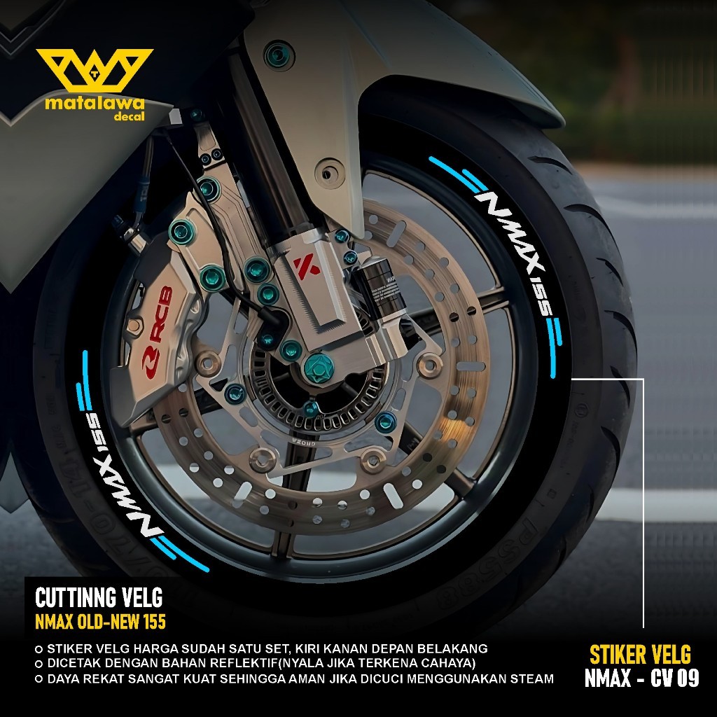 PREMIUM FRONT REAR RIMS สติ๊กเกอร์ตัดขอบ NMAX 155 แหวน R13 lis สติ๊กเกอร์ catting variation yamaha o