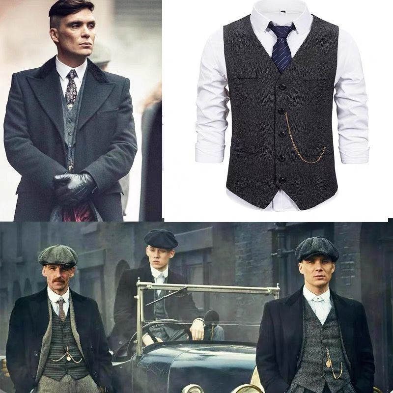 Tommy Shelby Peaky Blinders Suit Vest Mens British Business Suit Vest Dressของขวัญวันเกิดอินเทรนด์