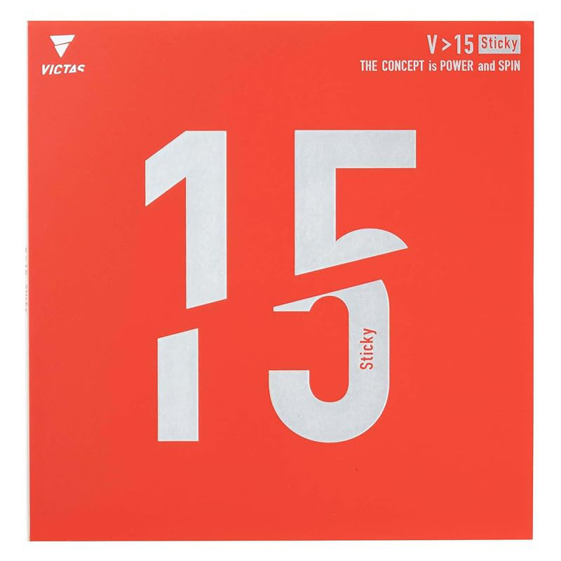 Victas V>15 Sticky Table Tennis Rubber - High Energy Tension, Available in Black and Red, 2.0 & MAX 