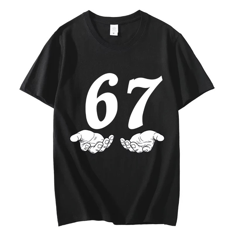 Six Seven 6 7 Meme Funny Hands T-shirts High Street Trend Fashion Short Sleeve T-shirt Men Women Clo