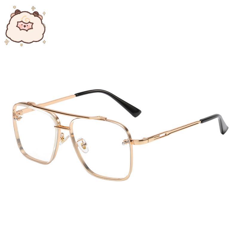 แว่นกันแดด Unisex Square Aviator แบบกรอบโลหะ สไตล์ย้อนยุค