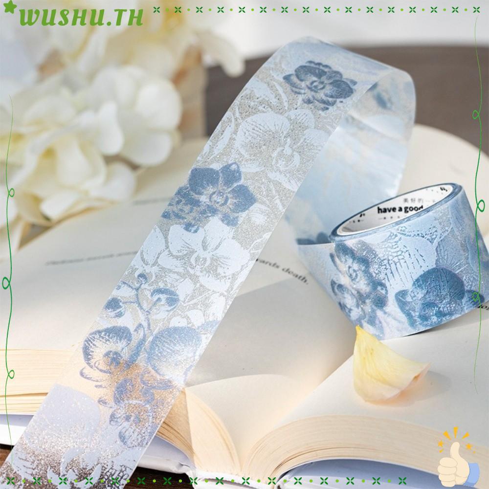 WUSHU Flower Bloom Series Tape, เทปกาวตกแต่ง เทปพืชวินเทจ, สติ๊กเกอร์ญี่ปุ่นรูปแบบใบไม้ลายดอกไม้เทปภูมิทัศน์ดอกไม้