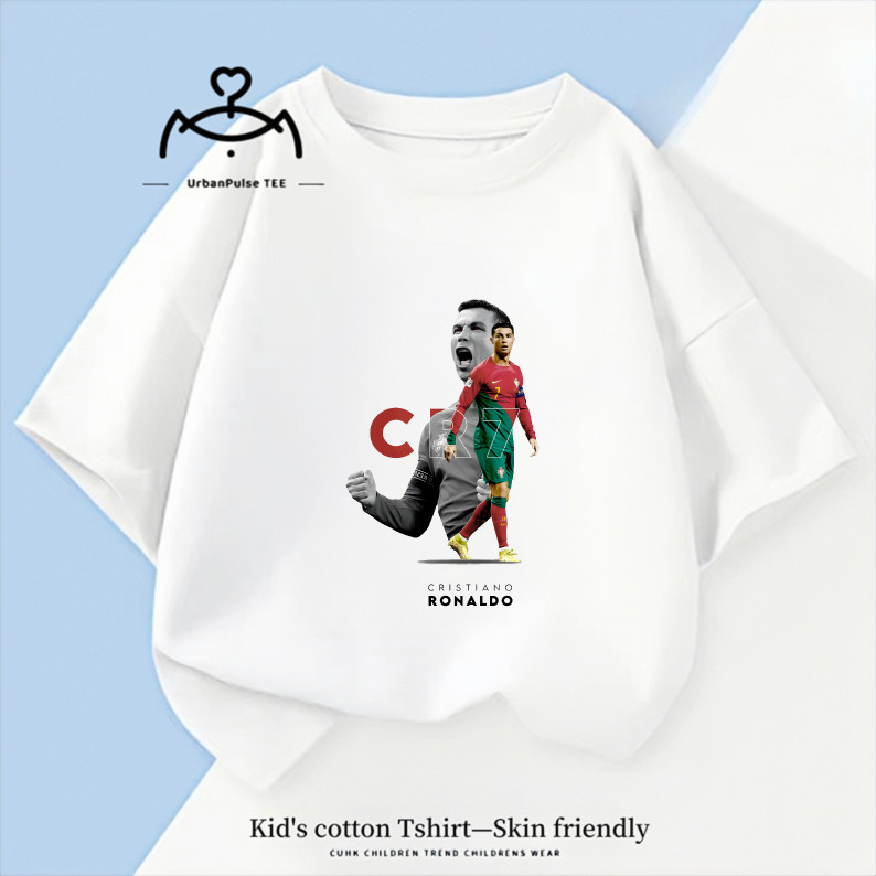 พร้อมส่ง! เสื้อยืดพิมพ์ลายคริสเตียโน โรนัลโด้ สไตล์เกาหลี นุ่มและยูนิเซ็กส์ สำหรับเด็กและเยาวชน