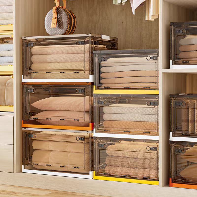 NeatBox กล่องเก็บของพับได้ ขนาดใหญ่ มีล้อ 360° ประตูใส พับเก็บได้ ประหยัดพื้นที่