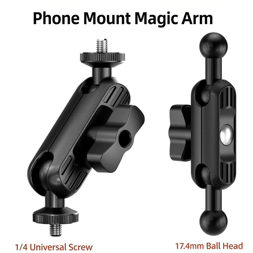17.4 มม.Double Ball Head Magic Arm พร้อมสกรูเกลียว 1/4 ", 105 มม./115 มม.ปรับ Rotatable Mount Adapter สําหรับกล้อง, โทรศัพท์และไฟ LED