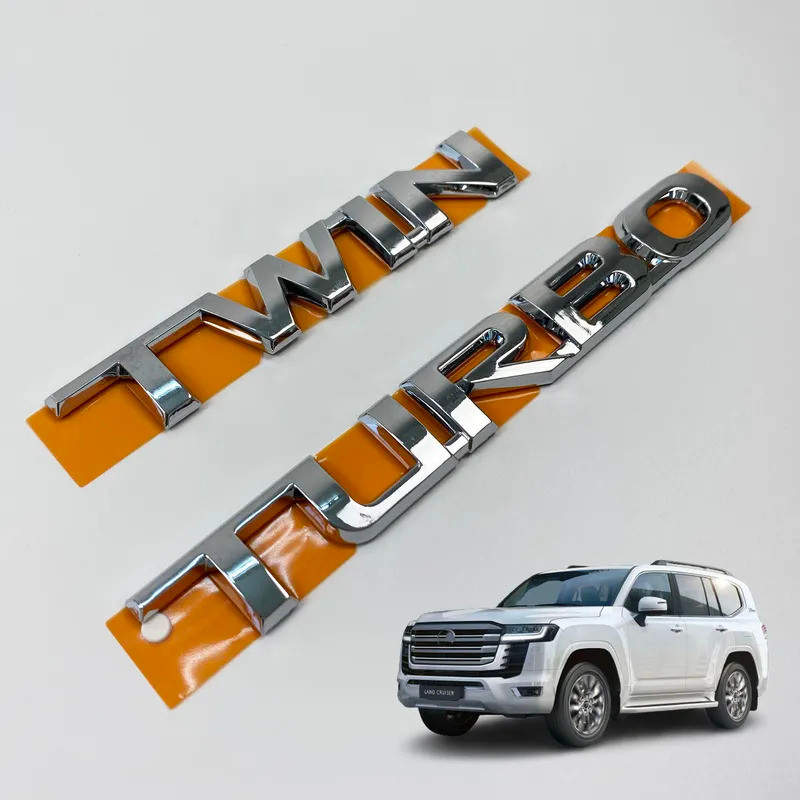 Twin Turbo Chrome ด้านหลังสัญลักษณ์โลโก้สติกเกอร์สําหรับ Toyota Land Cruiser 300 LC300 FJ300 อุปกรณ์
