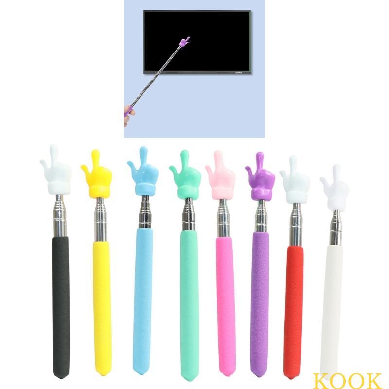 KOOK Telescopic Teacher Pointer Stick พร้อมนิ้วมือแบบพับเก็บได้ Handy Pointer Stick สําหรับห้องเรียน