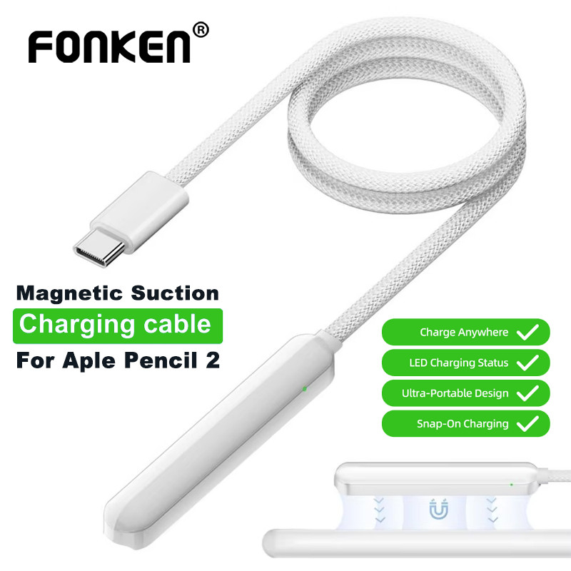 สายชาร์จแม่เหล็ก Fonken Type-C สําหรับอะแดปเตอร์ชาร์จ Stylus Aple Pencil 2nd