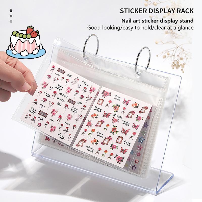 [Sep] 17 หน้าเล็บ Stiers Storage Book Decals Organizer Holder Display เล็บเครื่องมือพลาสติกฟิล์มใสเล