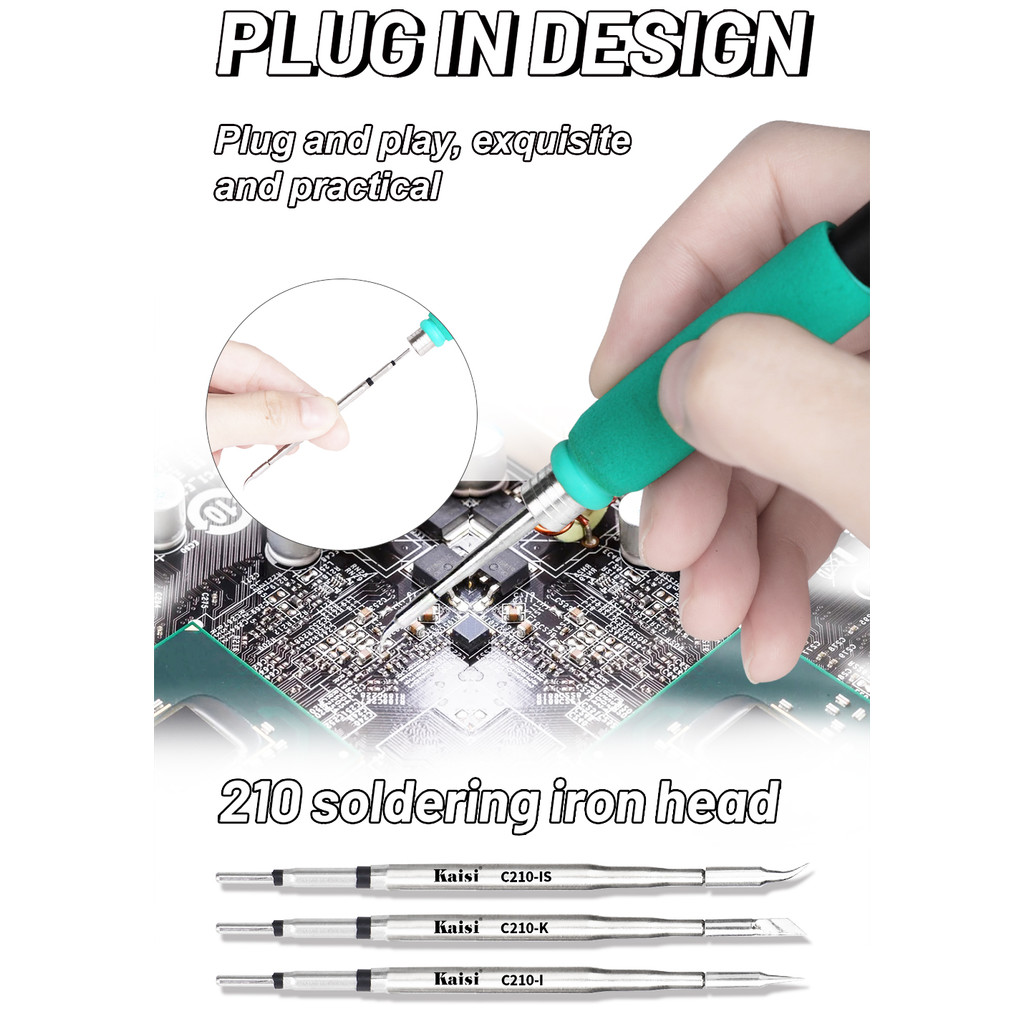 Kaisi C210 หัวแร้งเคล็ดลับตะกั่วฟรีความร้อน Core ใช้งานร่วมกับ Sugon Aifen Aixun OSS สถานีบัดกรี Han