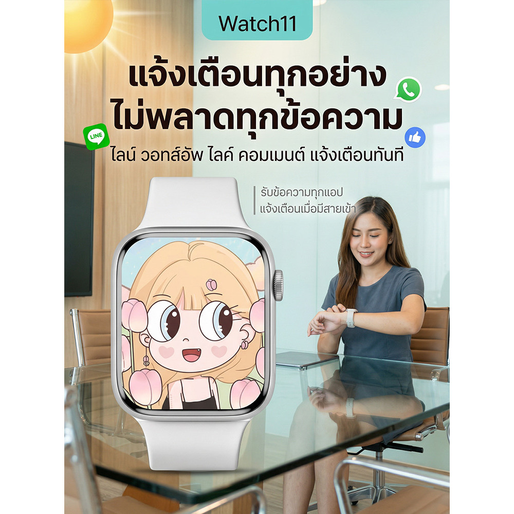 【ตรวจสุขภาพ/ติดตามฟิตเนส/บลูทูธ】HFH-Watch11 สมาร์ทวอทช์มัลติฟังก์ชั่น สมาร์ทวอทช์/นาฬิกาอัจฉริยะ/วัดความดัน/วัดน้ำตาล/Waterproof IP68/เหมาะสำหรับออกกำลังกาย