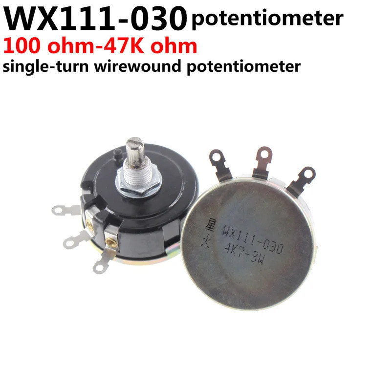 5 ชิ้น WX111 WX030 3W single-turn wirewound potentiometer เลื่อน rheostat ปรับความต้านทานได้, หมุน, 