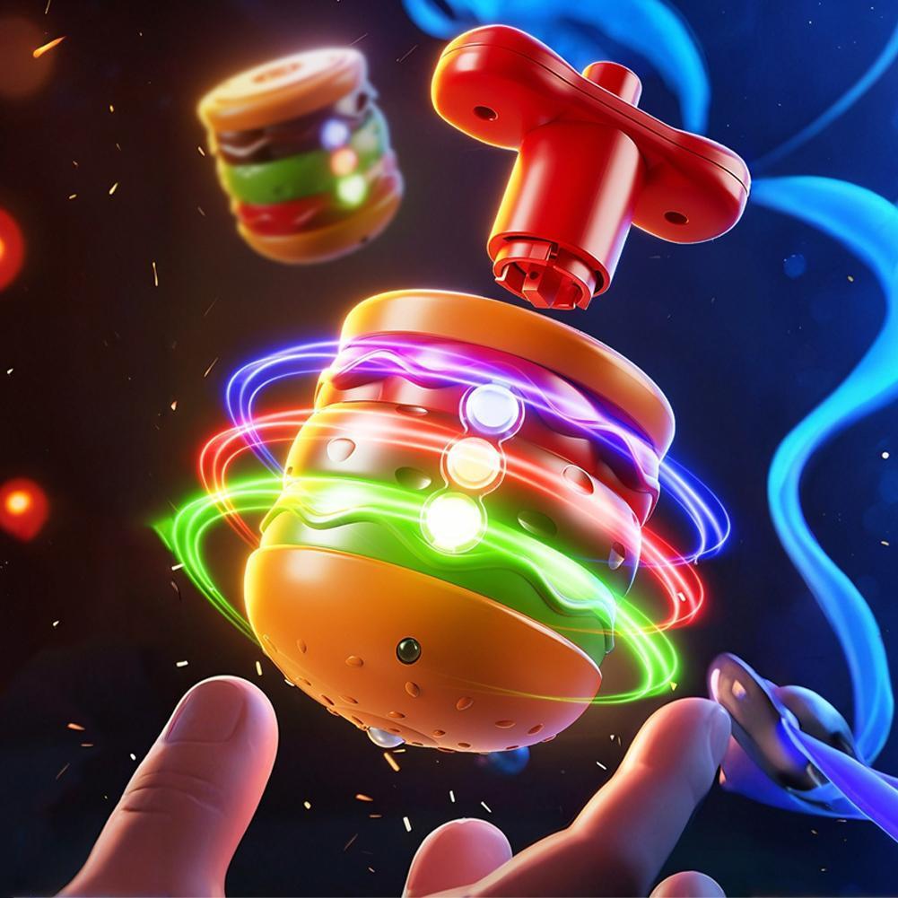 Gyro Toy Luminous Hamburger Battling Top Game พร้อมเพลงเกมเดินทางแบบพกพา Interactive Y6f4