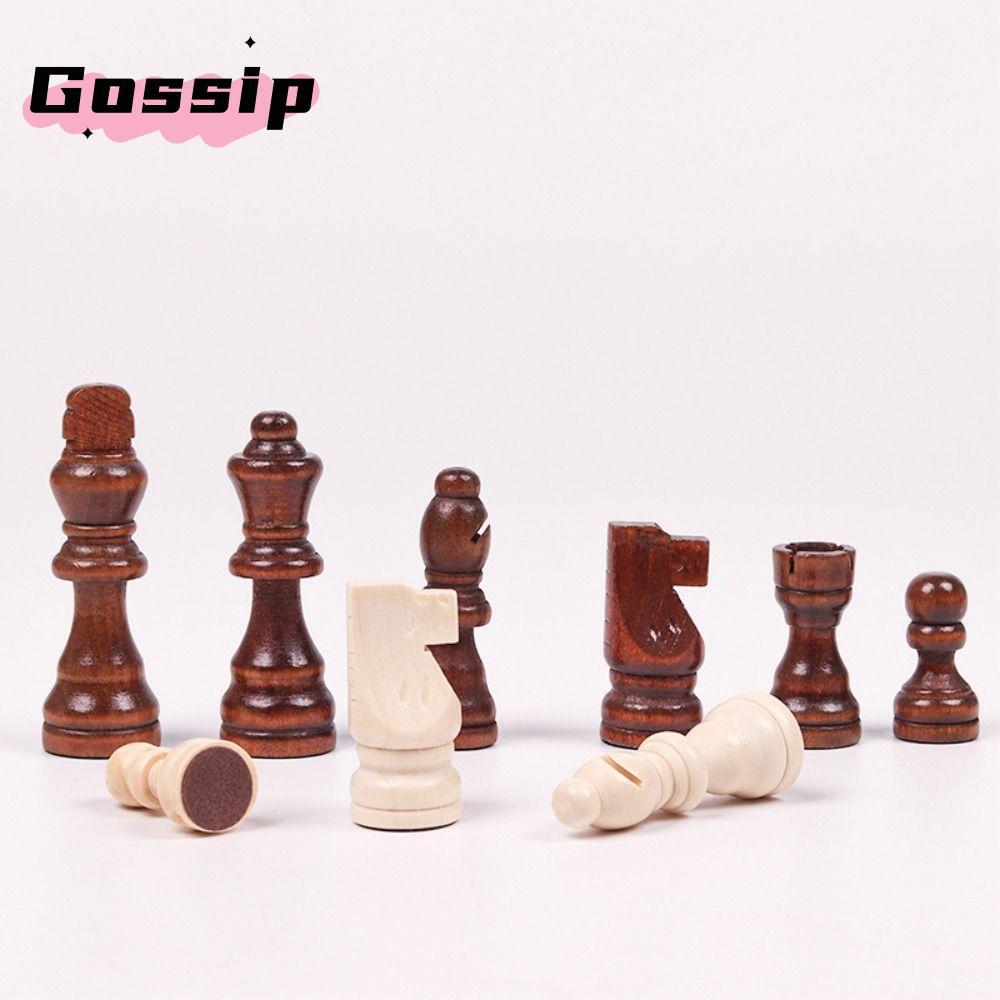 GOSSIP Wood Chessmen, Chess Pieces Only No Board 32 Pies Wood Chess Games, Wood Chess Games