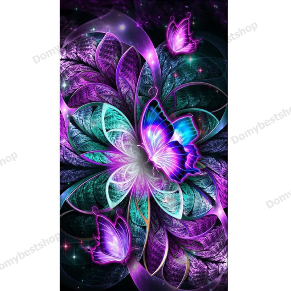 CODa Aurora Butterfly 5D DIY ภาพวาดเพชรชุด Full Square เจาะ Wall Art (F73)