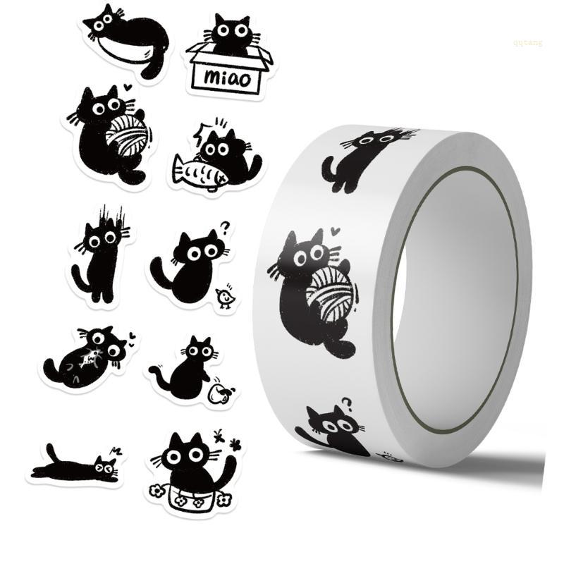 QQ* แพ็ค 500 แมวดําธีมสติกเกอร์กาวกันน้ํา PET สําหรับตกแต่ง Diaries ซองและส่วนบุคคล Belongin