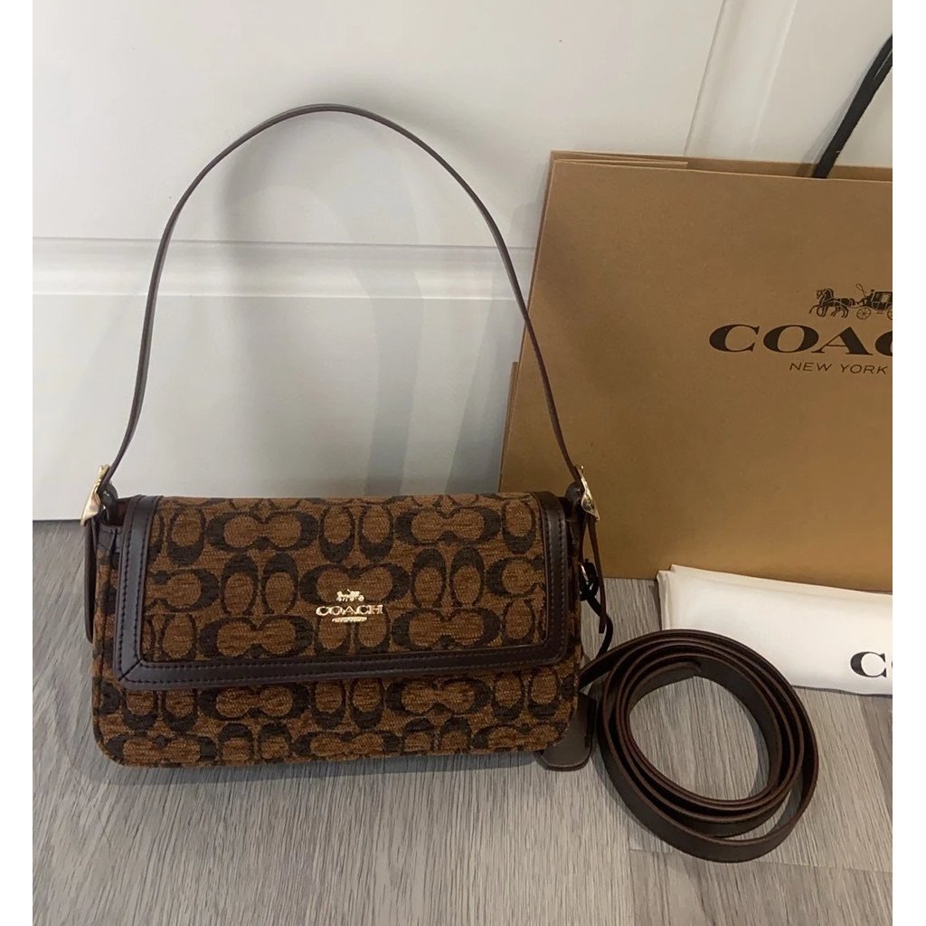 ((Daigou คุณภาพ) กระเป๋าใต้วงแขนCoach Etta CCV63 CCV65 สไตล์เรโทร Chenille ขนาดเล็ก ไขว้ได้)