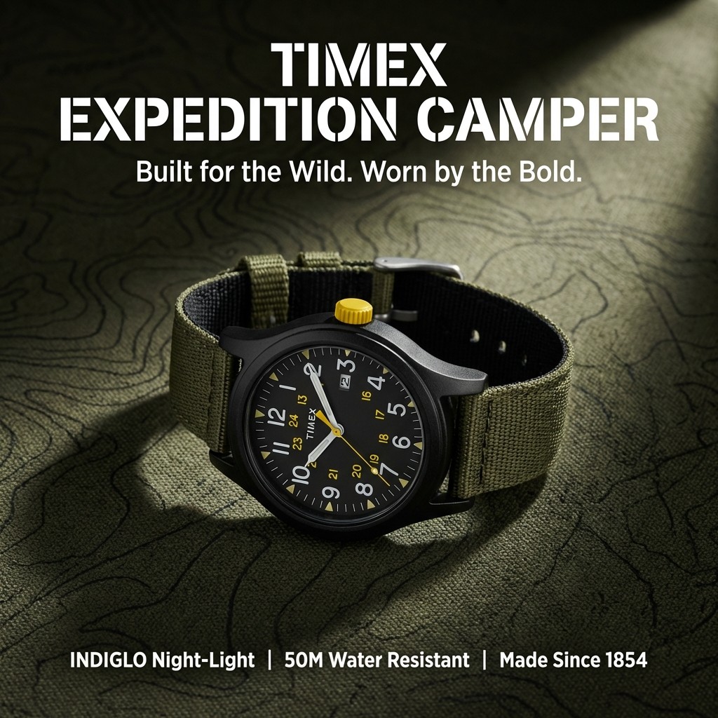 Timex Expedition Camper T42571 Field Watch — INDIGLO® Night-Light | Military Nylon Strap