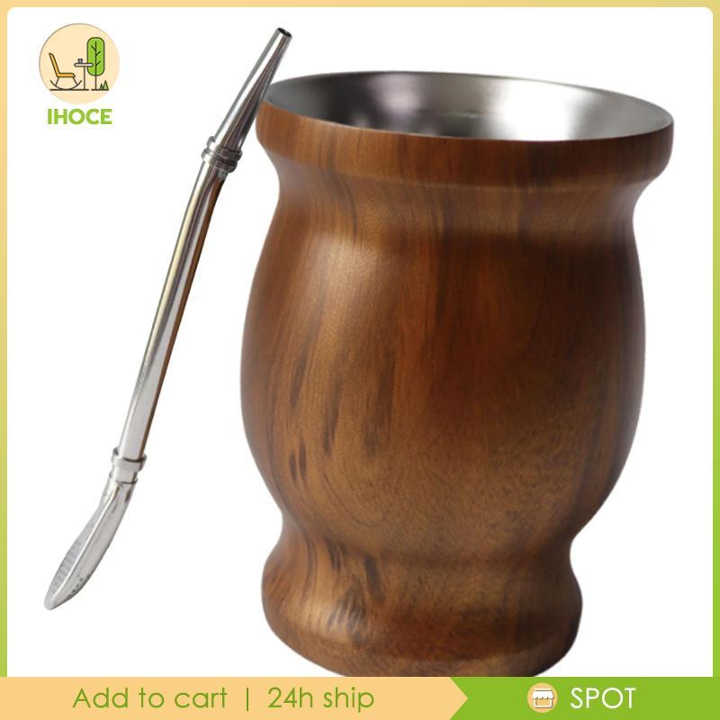 [Ihoce] Yerba Mate Cup Kit 8 ออนซ์ Anti Scalding Yerba Gourd Kit ถ้วยชาของขวัญแบบพกพา Mate ถ้วยชา/go