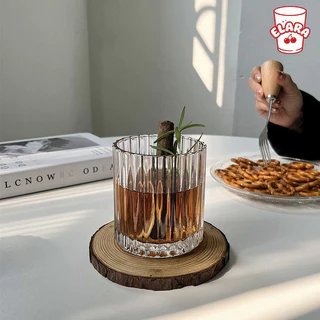 แก้วใสลายริ้ว 320ml พร้อมหูจับ | แก้วน้ำ/กาแฟ/ชา | ดีไซน์สวย สไตล์คาเฟ่ ใช้ได้ทั้งร้อน-เย็น