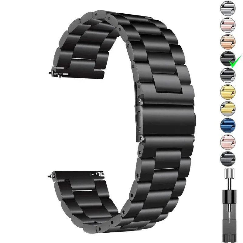 22 มม.สายนาฬิกาสแตนเลสสําหรับ Samsung Galaxy Gear S3 สร้อยข้อมือโลหะสําหรับ Huawei GT4 Xiaomi Amazfi