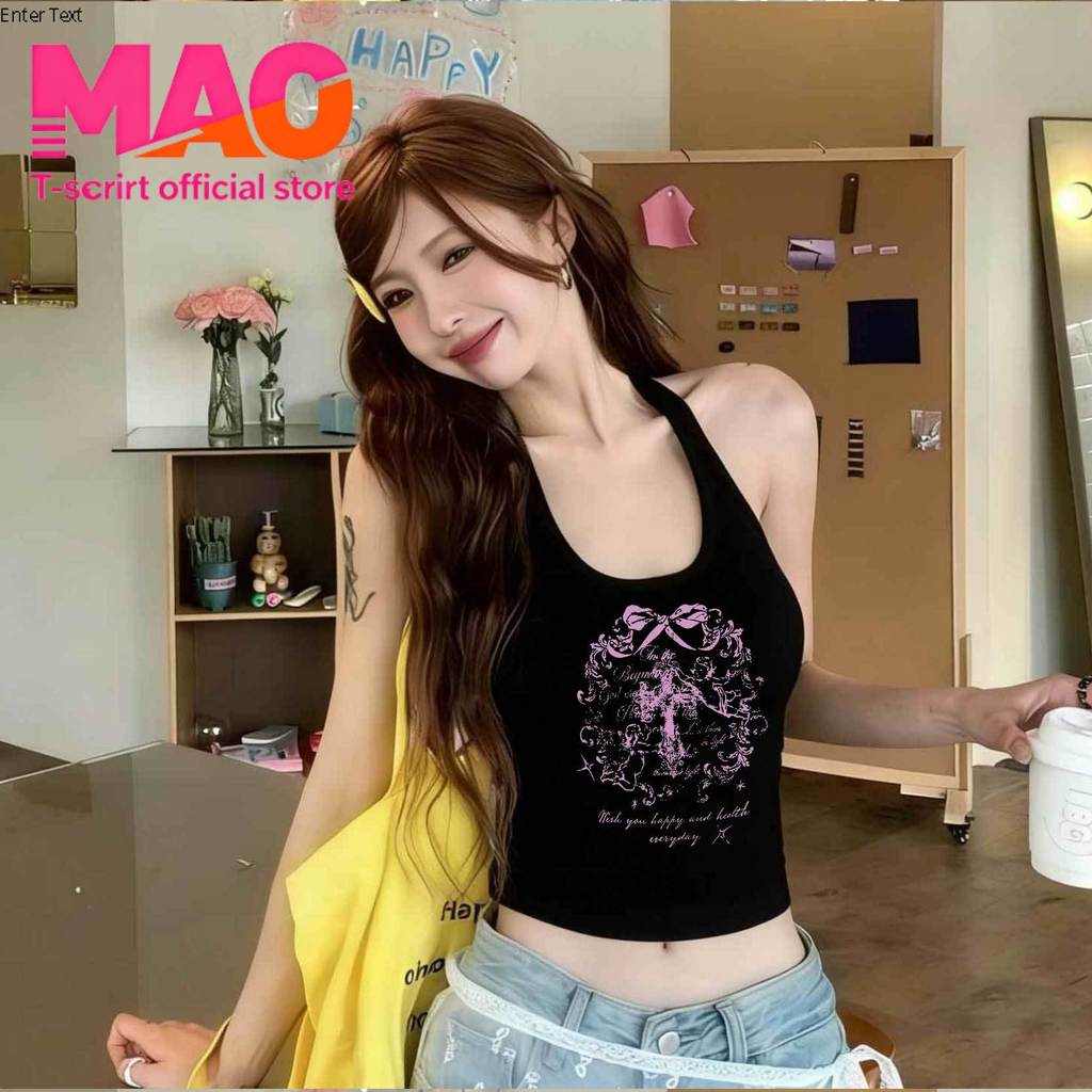 COD✅ (จัดส่งในกรุงเทพฯ) MAO Shop เสื้อกล้ามผู้หญิง สีพื้น พิมพ์ลาย แขนว่าง เสื้อหลังเปิด สายคล้องคอ เซ็กซี่ ทันสมัย MS03 ราคา ถูกที่สุด ดีลบีเคเค