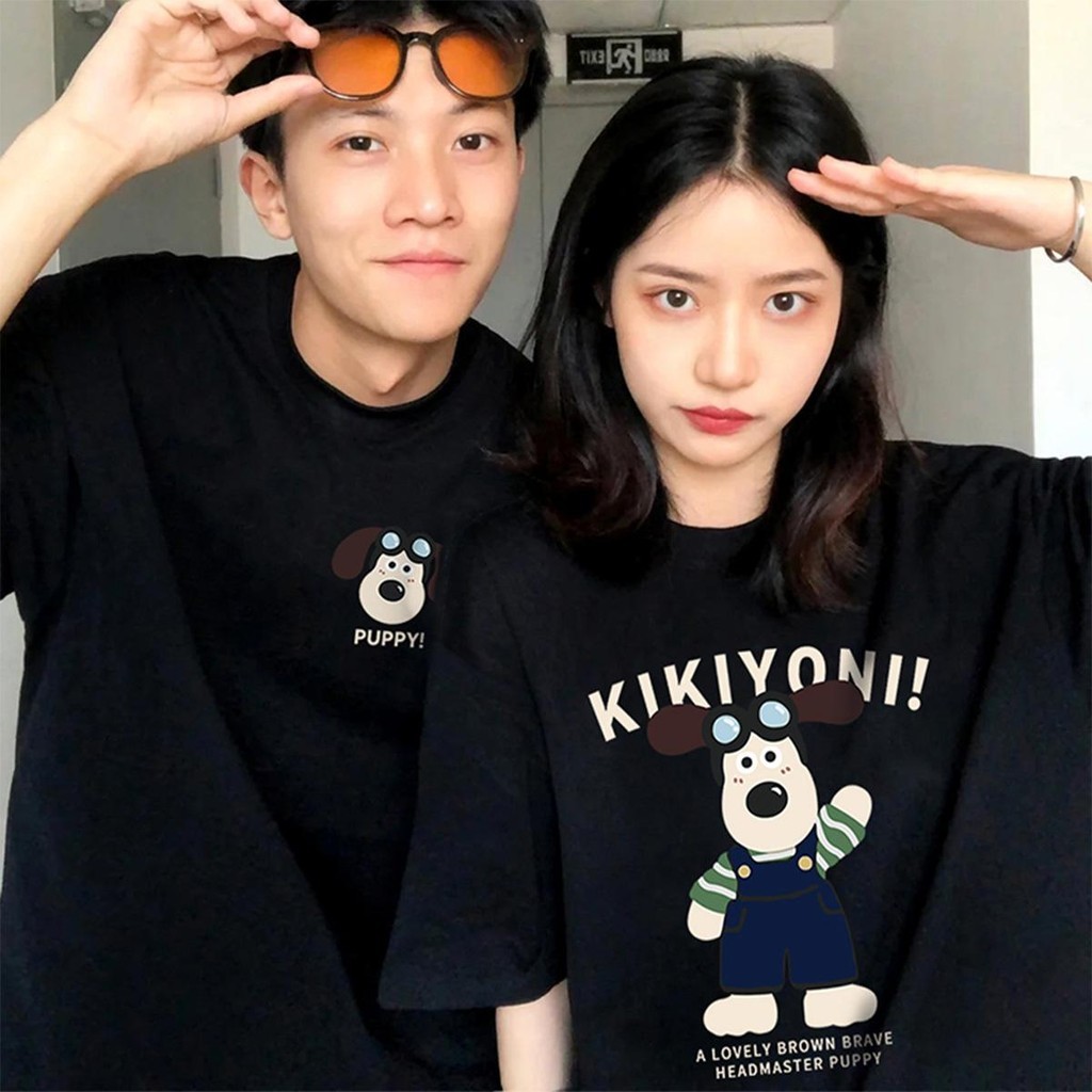 CODACE ยี่ห้อใหม่ผ้าฝ้าย 100% เสื้อยืดแขนสั้น Unisex Pilot Puppy พิมพ์ผู้ชายและผู้หญิง Baggy คอรอบคอ