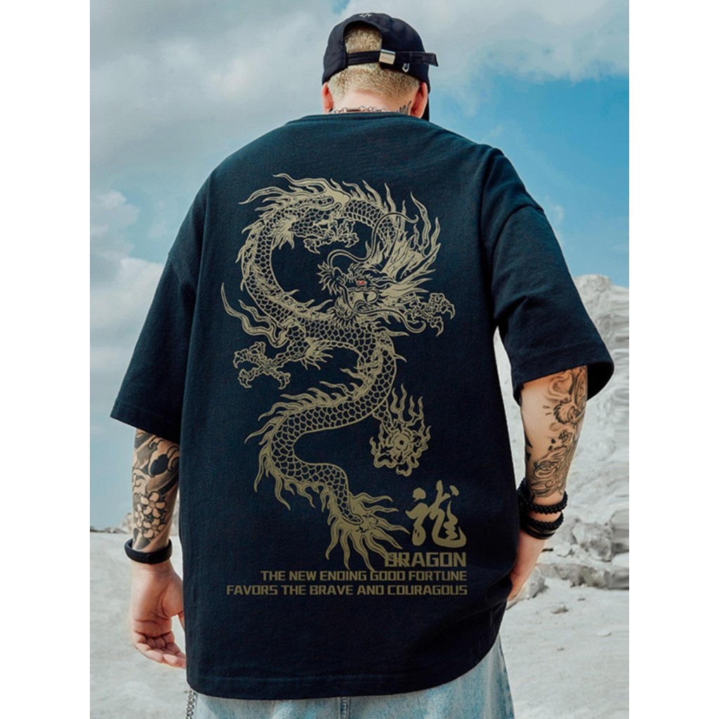 COD2025 ปีงูพรีเมี่ยมจีนStreetwearใหม่สีดําแขนสั้นเสื้อยืดPlusขนาดผ้าฝ้ายลูกเรือคอแฟชั่นTeeKorea 5DT