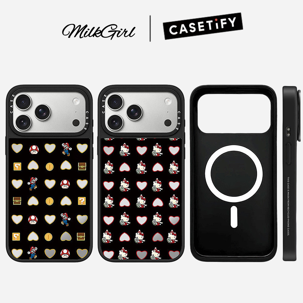 กระจกแม่เหล็ก Love heart Boy Cat เคสโทรศัพท์สําหรับ iPhone 17 Pro Max 17 Air 16 Plus 15 14 13 12 11 กันกระแทกป้องกันปลอก