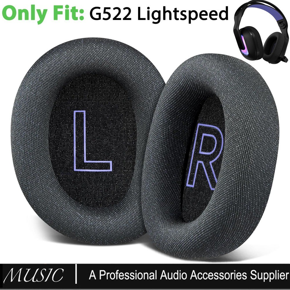 แผ่นรองหูฟังทดแทนสําหรับชุดหูฟังเล่นเกมไร้สาย Logitech G522 Lightspeed, เบาะรองแผ่นรองหูฟัง - 1 คู่