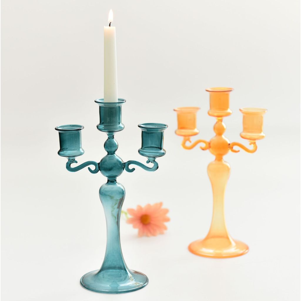 Creative French-style glass candle holder Romantic Candlelight Dinner with Colorful Candle Holders H