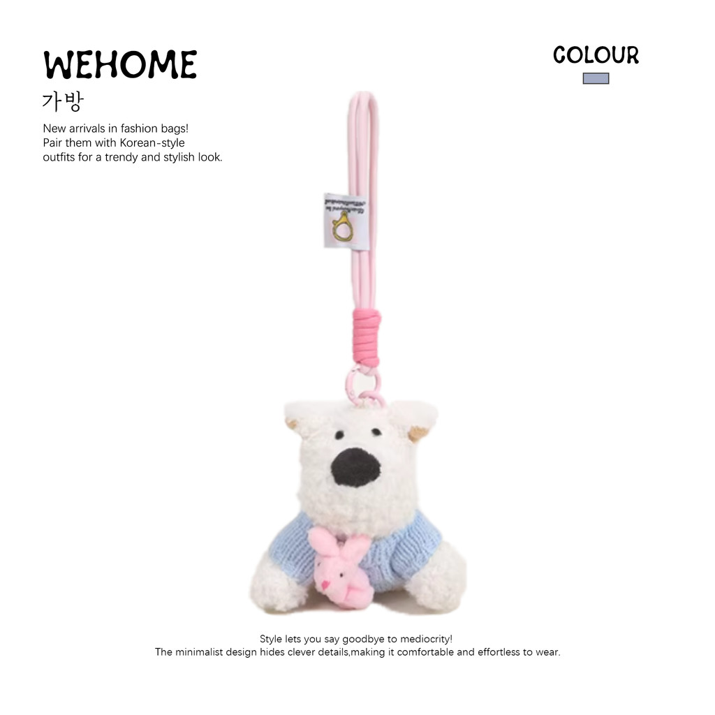WEHOME Zoe bag charm ของขวัญสาวๆ สุนัขน้อยมีชีวิตชีวา ขนสัตว์แขวนกระเป๋า ตุ๊กติสุนัข แหวนกุญแจ