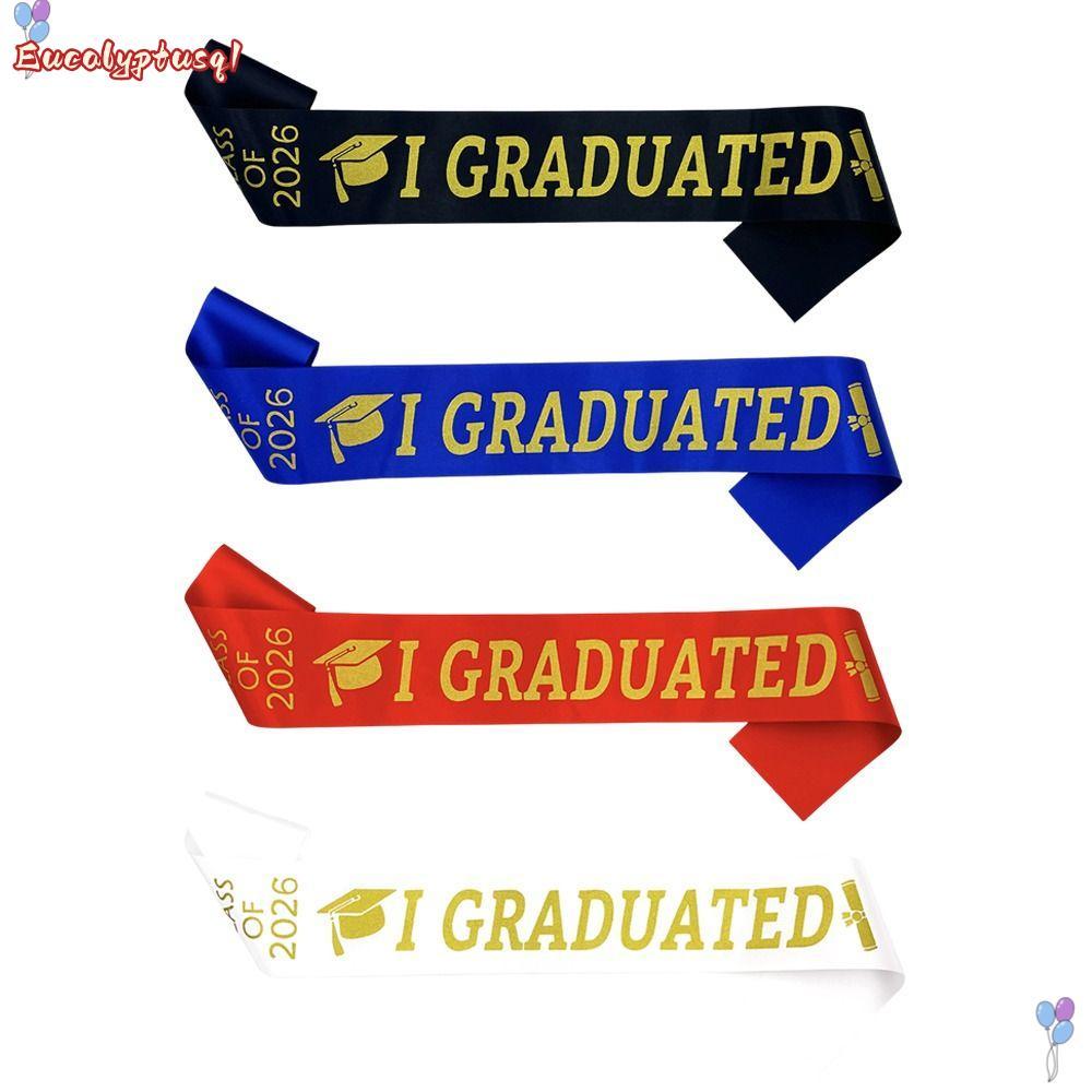 EUCALYPTUSQ1 Graduation Stole Sash, Class of 2026 Happy Graduation Honor Stole, แฟชั่นสีทึบ I สําเร็