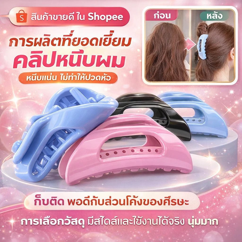 🌸💆‍♀️กิ๊บหนีบผมนุ่มพิเศษกิ๊บซิลิโคนนุ่มนิ่ม The Cozy Clip  สวยงามและปลอดภัย