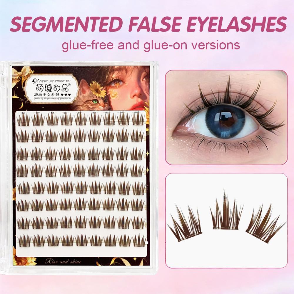 Brown Lashes ธรรมชาติอย่างมาก, ขนตาปลอม Soft Manga Style Cluster Lashes Light และ J0h8