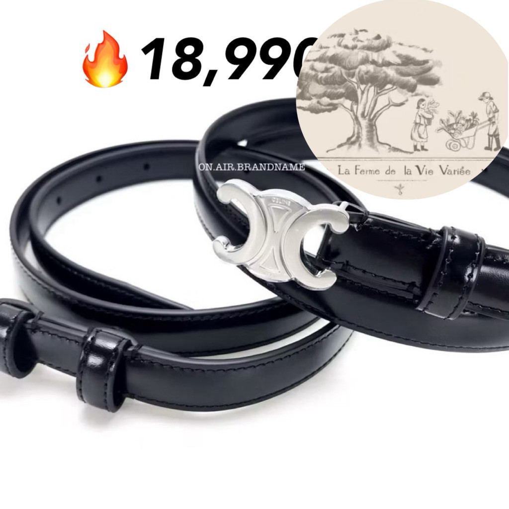New celine small triomphe belt 1.8 cm. สีเงิน เข็มขัดรุ่นฮิต